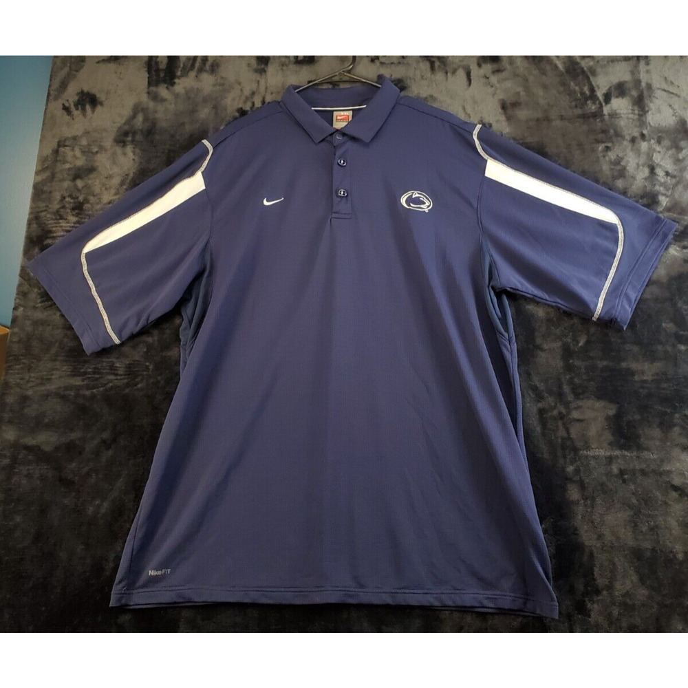 Penn State Nittany Lions Nike Polo Shirt Men Size 2XL Navy Collar Logo Football